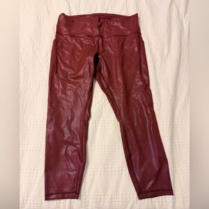 Lululemon Wunder Train HR Tight 25" Pockets Foil in Red Merlot